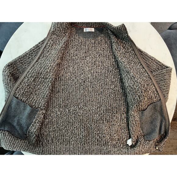 $6000 Brunello Cucinelli Chunky Flecked 100% Cashmere Cardigan Size IT54 Large - Picture 2 of 11